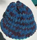 New Women's Handmade Knitted Beanie Hat Bernat Yarn Blue Purple