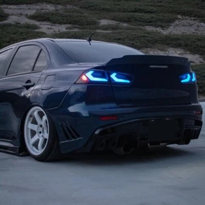 Smoked Lens RGB LED Tail Lights For 2008-2017 Mitsubishi Lancer EVO X Rear Lamps - Picture 1 of 12
