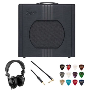 Supro Delta King 12, Black/Black Bundle w/ Headphones, Cable, Guitar Picks KIT - Picture 1 of 9