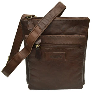 flevado Damen Schultertasche Handtasche Büffelleder Freizeit Schlicht (braun) - Picture 1 of 7