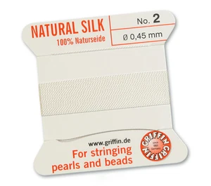 Griffin 100% Natural Silk Cord String Thread Stringing Pearls Beads - 0.45mm #2 - Picture 1 of 12