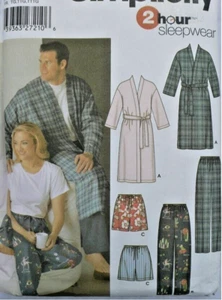 Simplicity 2 horas patrón 5314 unisex adulto pijama pantalones cortos bata de baño S~XXXL - Imagen 1 de 4