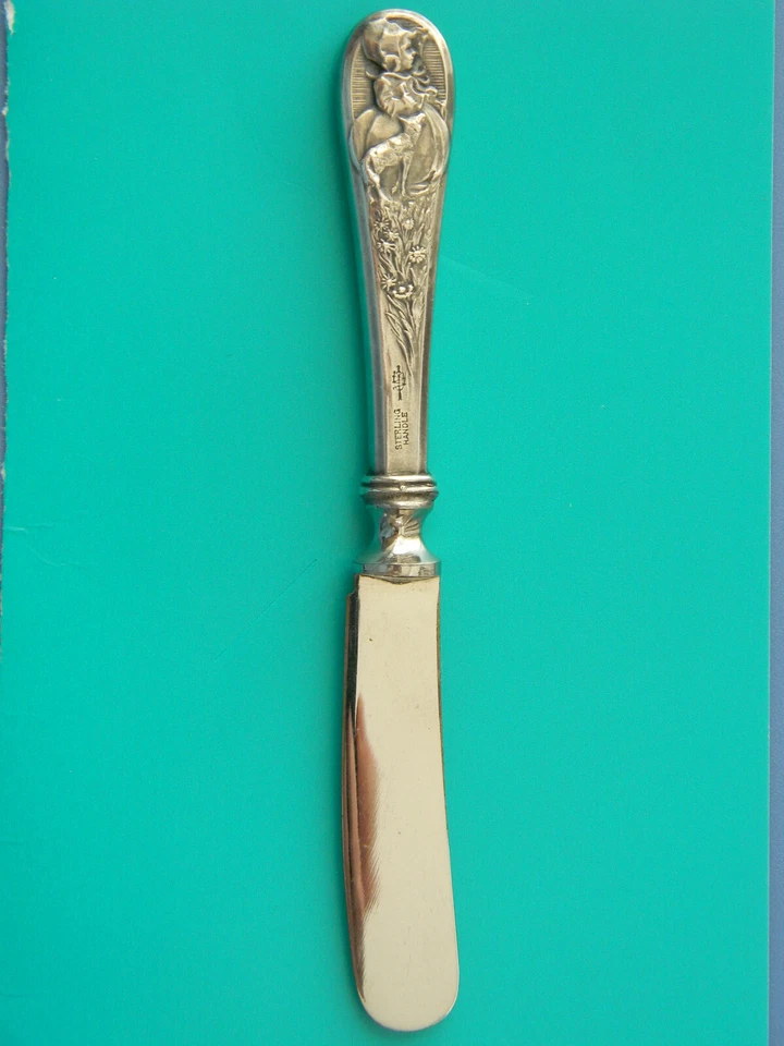 Antiguo esparcidor de cuchillos para niños Webster Sterling - Little Bo-Peep - 5 1/8" de largo Foto 1 de 4