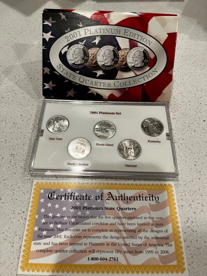 2001 Philadelphia Mint State Quarter Platinum Set New - Image 1 of 1
