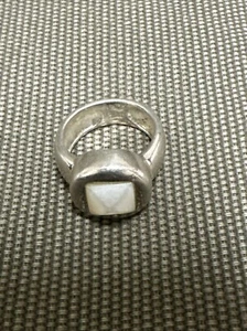 Sterling 925 Ring With White Faceted Stone Size 6 - Picture 1 of 6