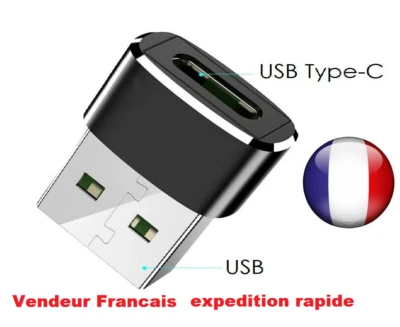 Adaptateur USB OTG Type C femelle vers USB  A male - Imagen 1 de 3