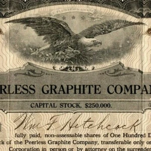 Certificado de stock vintage 1911 "Peerless Graphite Company" (Rochester) NY Eagle - Imagen 1 de 3