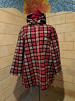 Denim & Co. Chaqueta polar estampada a cuadros con forro Sherpa mediana nueva Foto 1 de 4