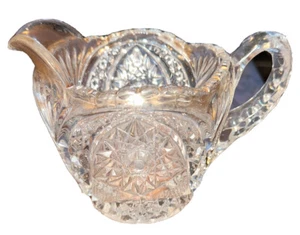 Vintage Heavy Clear Glass Cut Creamer with Gold Trim Shabby Chic - Picture 1 of 6