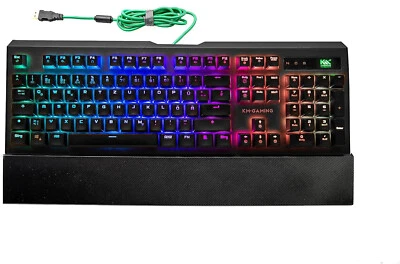 KM-Gaming K-GK1 mechanische Aluminium RGB USB DE-Tastatur inkl Handballenauflage - Bild 1 von 2