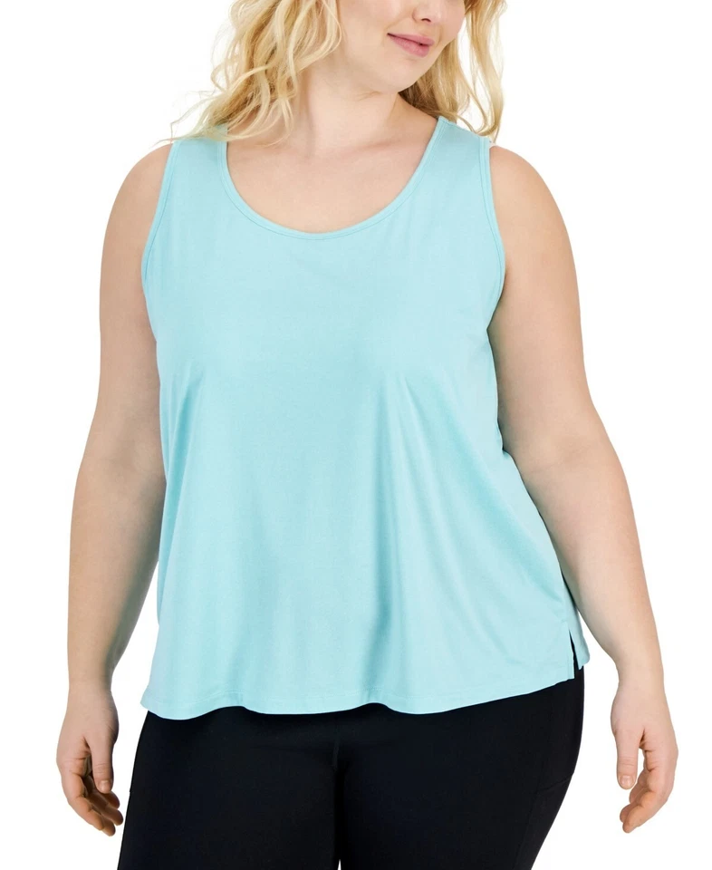 ID Ideology Plus Size Solid Essentials Crewneck Tank Top - Ocean Sight - 3XUS