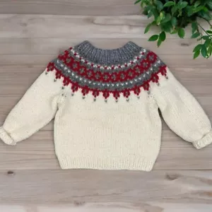 VTG Hand Knit Sweater Pullover 3T Toddler Girls Boys Nordic Icelandic Style Yoke - Picture 1 of 7