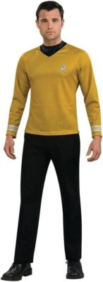 Captain Kirk Shirt Star Trek Movie Gold Fancy Dress Up Halloween Adult Costume - Image 1 of 2