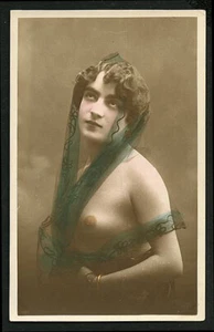 Italienischer 1910 gewagter Nahaufnahme Portrait Schal Stoff HANDGETÖNT ~ VASTA Archiv - Bild 1 von 1