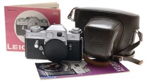 LEICAFLEX CHROME 1st VERSION RARE CHROME 35mm CAMERA BODY MANUAL CASE CAP CLEAN - Picture 1 of 14