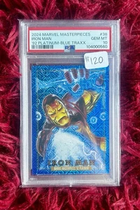 2024 Marvel Masterpieces '92 Platinum #38 IRON MAN ๐ฅ Blue Traxx PSA 10 Gem ๐ - Picture 1 of 2