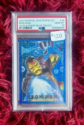 2024 Marvel Masterpieces '92 Platinum #38 IRON MAN 🔥 Blue Traxx PSA 10 Gem 💎 - Image 1 of 2