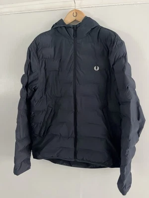 Fred Perry Insulated Hooded Coat Medium Blue - Image 1 of 4