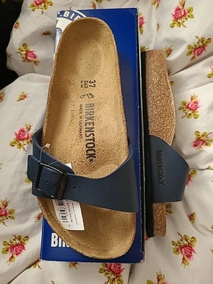 Birkenstock MADRID Damen Pantolette Blau NEU & OVP Gr. 37 Birko-Flor Normal Weit - Bild 1 von 4