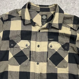 Harley-Davidson Shirt Mens XL Tan Buffalo Check Short Sleeve Button Up - Picture 1 of 8