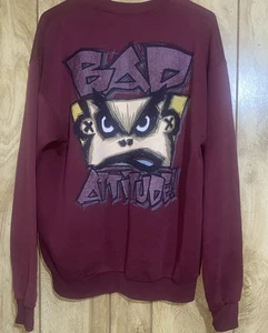 Vintage Bad Boy Club Bad Attitude Crewneck Sweatshirt Santee Heavyweight Sz L - Picture 1 of 9