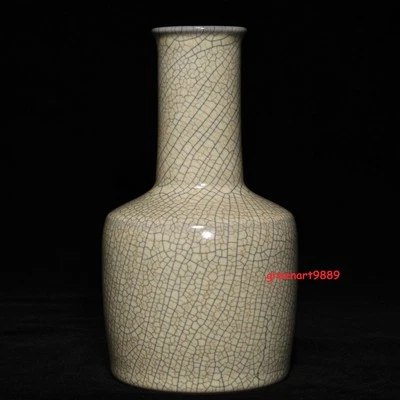 7.8" china old fashioned song dynasty ge kiln porcelain beige paper mallet vase - Image 1 of 4