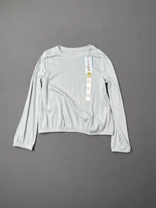 Cat & Jack Girl LARGE 10/12 Long Sleeve T-shirt W/stretchy Waist - Light Gray - Picture 1 of 11