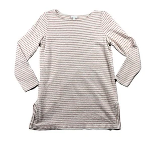 J. Jill Women Cotton Tunic Sweater Orange Cream Stripes Coastal Medium D101 - Picture 1 of 8