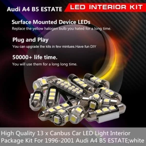 13 x Canbus Car LED Light Interior Package Kit Fit 1996-2001 Audi A4 B5 ESTATE - Picture 1 of 1