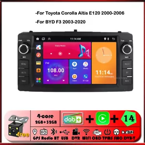 9"Android 14 Autoradio Carplay GPS SAT Nav BT DAB For Toyota Corolla Altis 00-06 - Picture 1 of 12