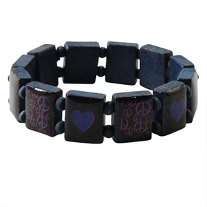 Holzarmband Peace & Hearts blau - Bild 1 von 1