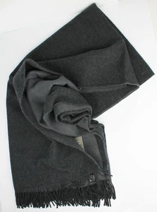 Decke Haushalt 100% Wolle (Merino) mittelgrau anthrazit Doubleface mit Fransen - Picture 1 of 1