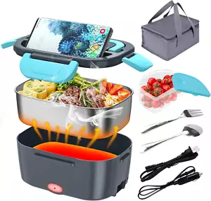 Electric Lunch Box, 12V 24V 110V Food Warmer, 1.5L Portable Heating Box with Sta - Picture 1 of 12