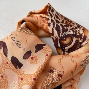 Cartier Large Scarf Panthere Leopard Jewelry Pattern Silk Made in Italy Woman - Picture 1 of 14