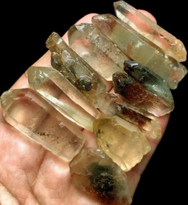 81g 11 Himalayas Phantom 'Green Ghost' Lemuria QUARTZ Crystal Point HEALING s621 - Picture 1 of 6