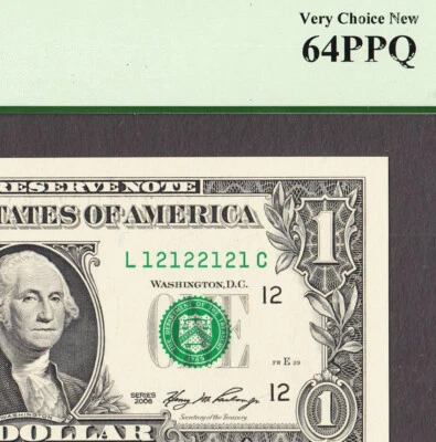 2006 FR Note San Francisco $1 Fr# 1933-L RADAR # 12122121 CH UNC PCGS 64 PPQ - Image 1 of 3