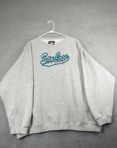 San Jose Sharks Crew Neck NHL Men's Sweater 2XL Gray Vintage Nice Cover