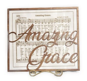 Handmade 2 Layer Wooden Amazing Grace Plaque Great Gift - Picture 1 of 1