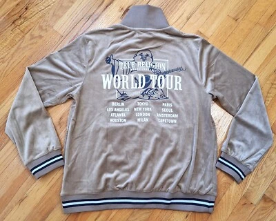 Chaqueta de Pista True Religion Hombre Terciopelo Tour Travertino Cremallera Completa $139 Talla: L Nueva con Etiquetas Foto 1 de 4