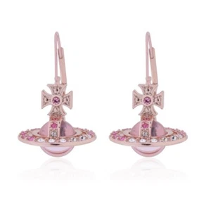 Vivienne Westwood Orb Pink Radiant Crystal Drop Earrings New In Box - Picture 1 of 8
