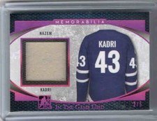 2017 LEAF IN THE GAME USED NAZEM KADRI MEMORABILIA JERSEY MAGENTA /5 MAPLE LEAFS