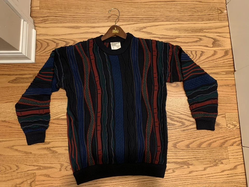 Vintage TOORALLIE Australia Multicolor Pure WOOL 3D Knit SWEATER COOGI STYLE 90s - Image 1 of 4