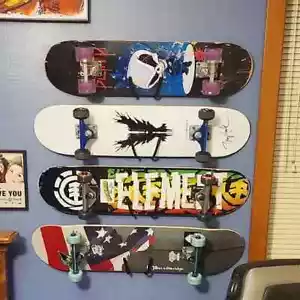 Skateboard Wandregal Aufbewahrung, hält 4 Bretter, Longboard Wand Display Werkzeug - Bild 1 von 3