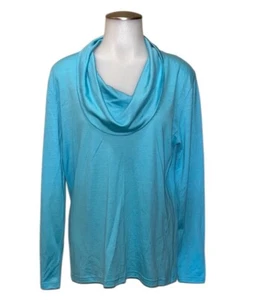 HEDRENA WOOL Wasserfallausschnitt Türkis Top ~ Gr. M ~ Made In Australia - Bild 1 von 7