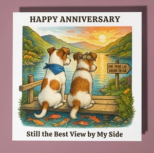 Jack Russell Terriers - Happy Anniversary Card - Personalised Dog Card Envelope - Picture 1 of 10
