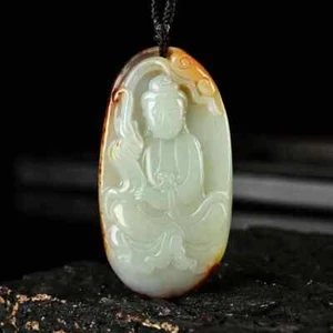 Hotan Jade Guanyin Colgante Oveja Grasa Blanco Jade Guanyin para Hombres y Mujeres - Imagen 1 de 6