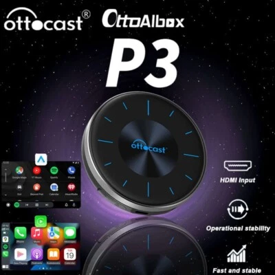 Ottocast P3 Car TV Ai Box Multimedia kabellos mit Carplay&Android Auto Youtube