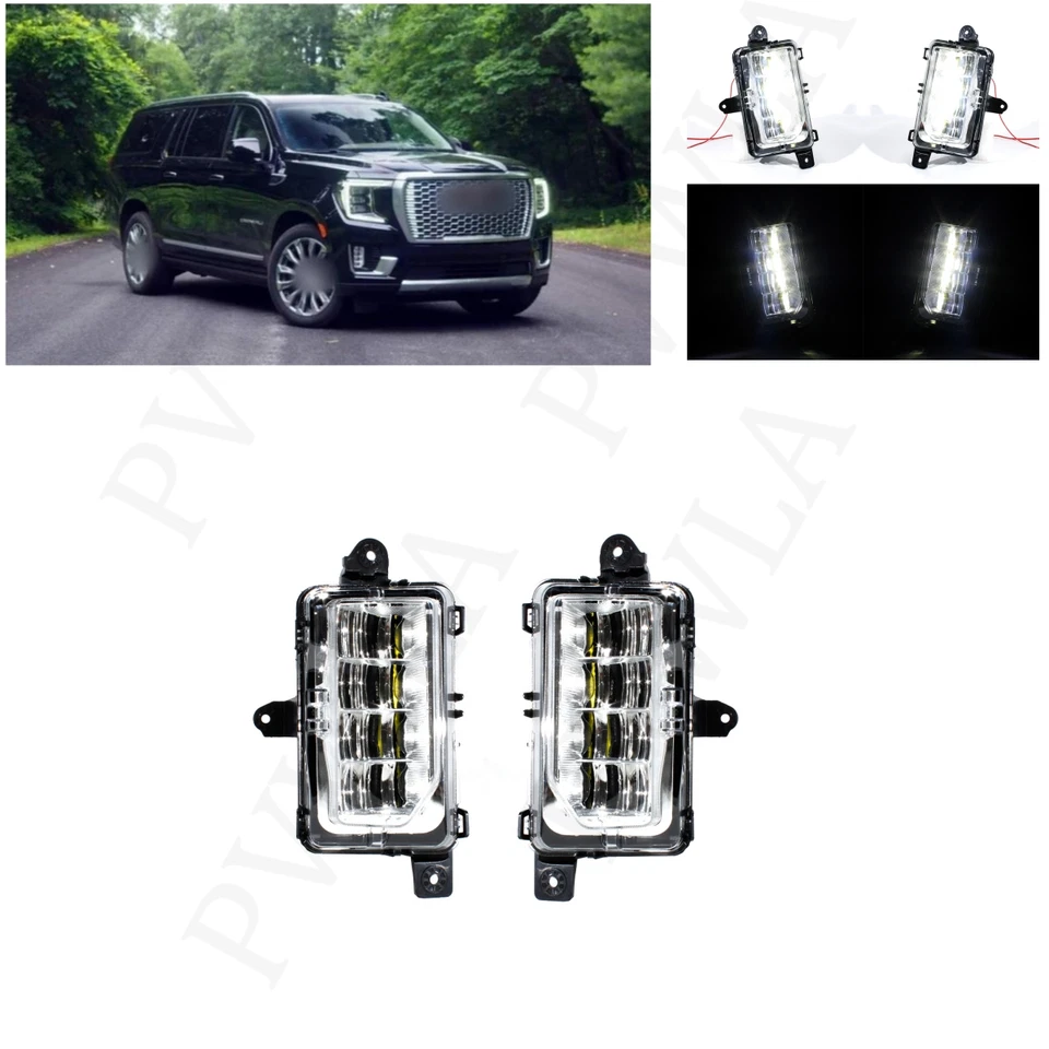 Pair Left&Right LED Fog Light Lamp For GMC Yukon/Yukon XL 2021-23 Cold White - Image 1 of 4