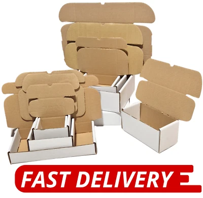 WHITE SHIPPING CARDBOARD BOXES POSTAL MAILING GIFT PACKET SMALL PARCEL CARTONS - Image 1 of 3