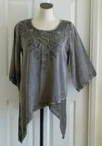 Tienda Ho Rayon Boho Kurta Embellished Patchwork Asymmetric Art-to-Wear Tunic OS - Picture 1 of 12